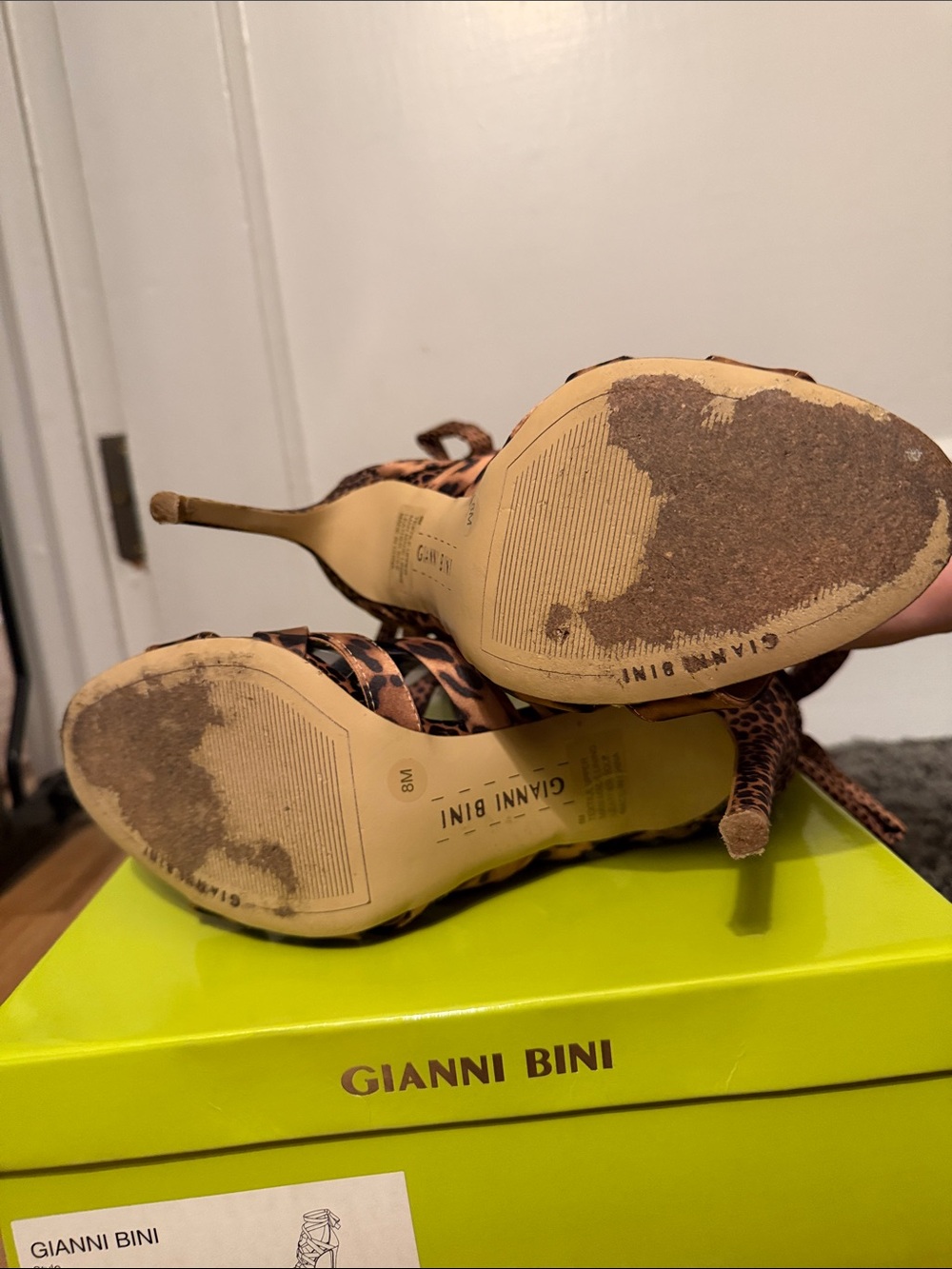 Gianni Bini Leopard Print Lace-Up Stiletto Sandals in Brown and Black Abrianna 8 - Picture 5 of 5